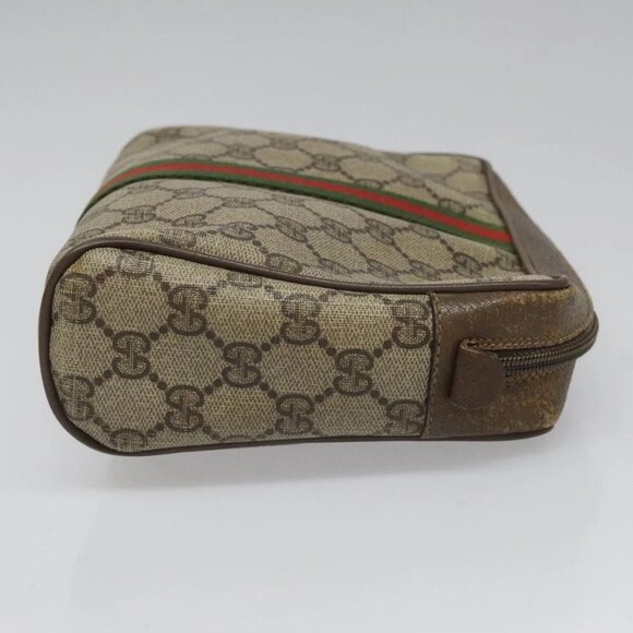 GUCCI GG Supreme Web Sherry Line Clutch Bag PVC Beige 89 01 012 Auth 112826 - Picture 7 of 16